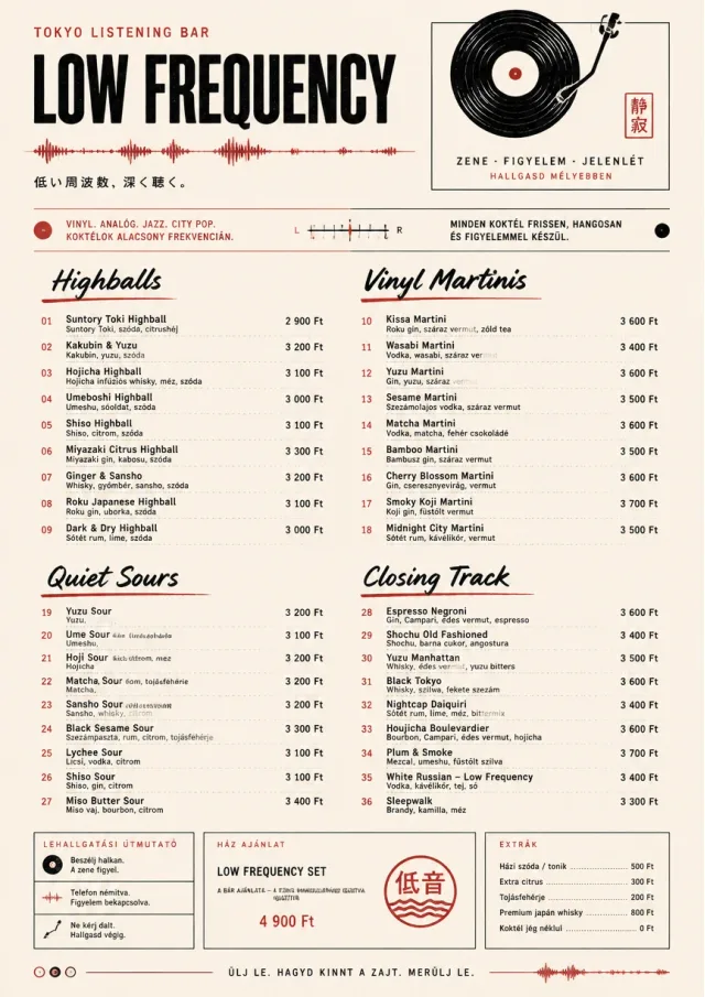 Tokyo Listening Bar cocktail-menu menu template preview