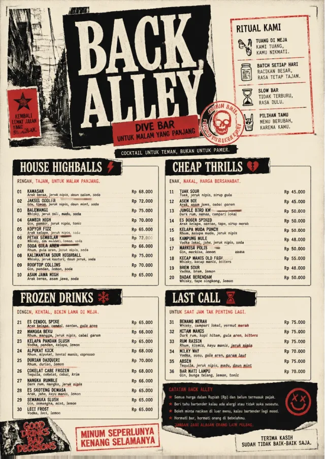 Urban Dive Bar cocktail-menu menu template preview