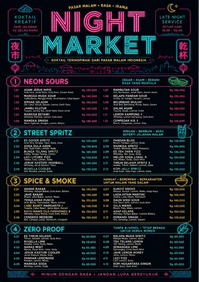 Neon Night Market cocktail-menu menu template preview