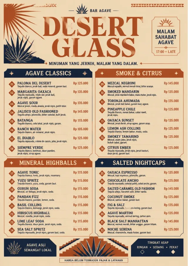 Desert Agave cocktail-menu menu template preview