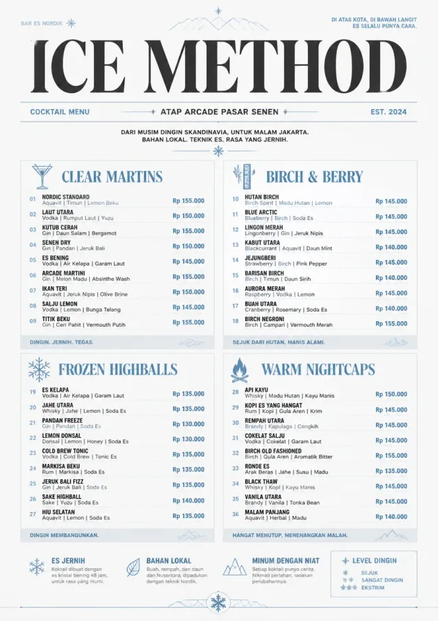 Nordic Ice Bar cocktail-menu menu template preview