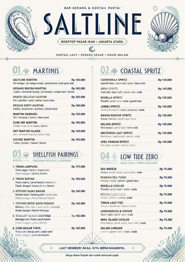 Coastal Oyster Bar cocktail-menu menu template preview