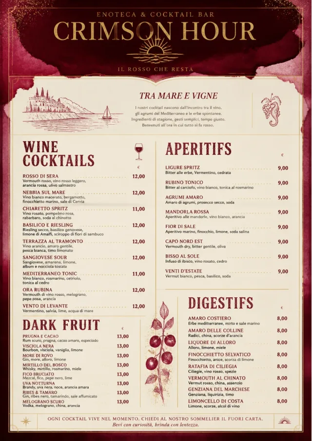 Burgundy Wine cocktail-menu menu template preview