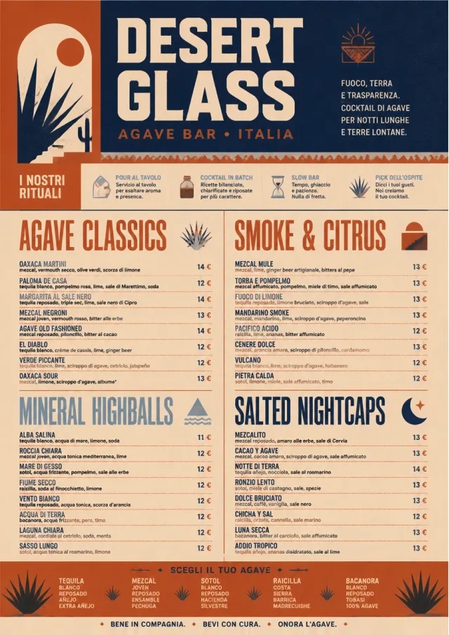 Desert Agave cocktail-menu menu template preview