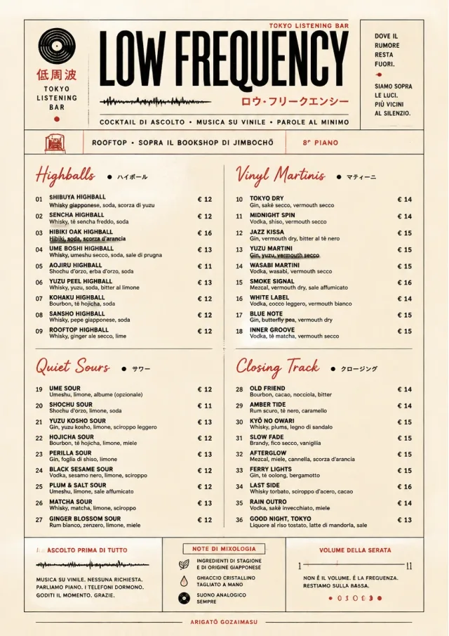 Tokyo Listening Bar cocktail-menu menu template preview