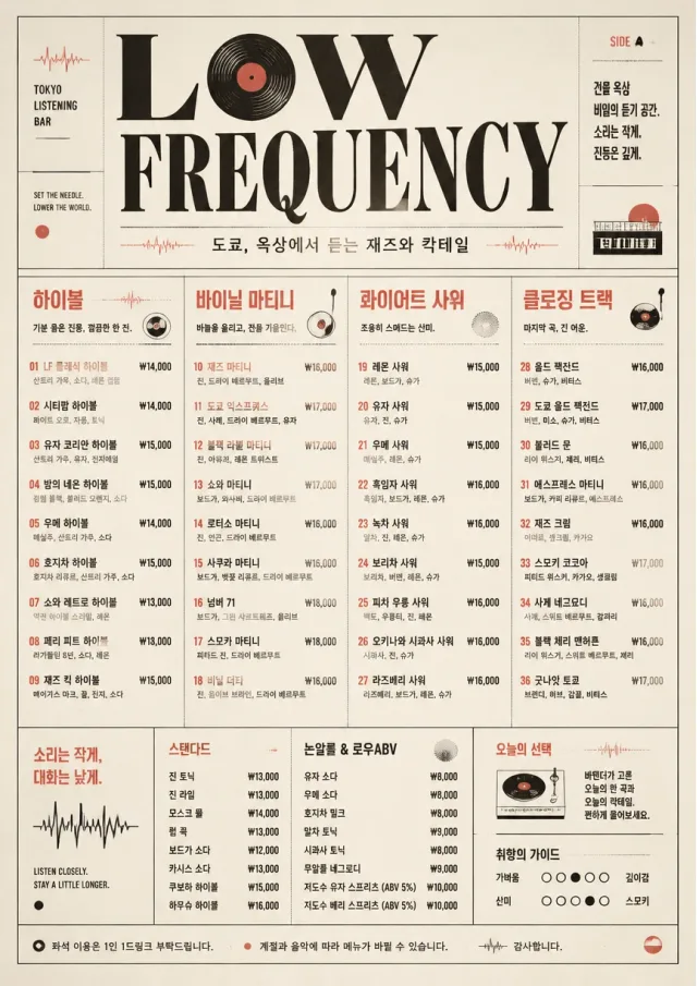 Tokyo Listening Bar cocktail-menu menu template preview