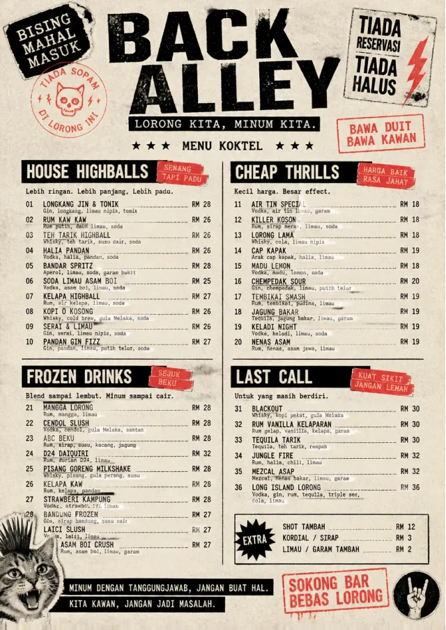 Urban Dive Bar cocktail-menu menu template preview