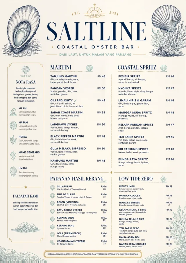 Coastal Oyster Bar cocktail-menu menu template preview