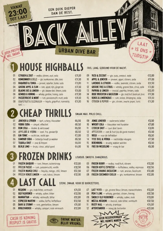 Urban Dive Bar cocktail-menu menu template preview
