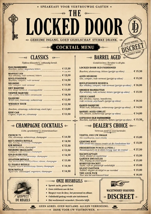 Prohibition Era cocktail-menu menu template preview