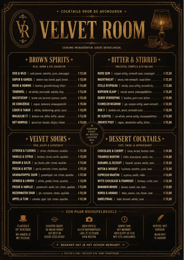 Speakeasy Leather cocktail-menu menu template preview