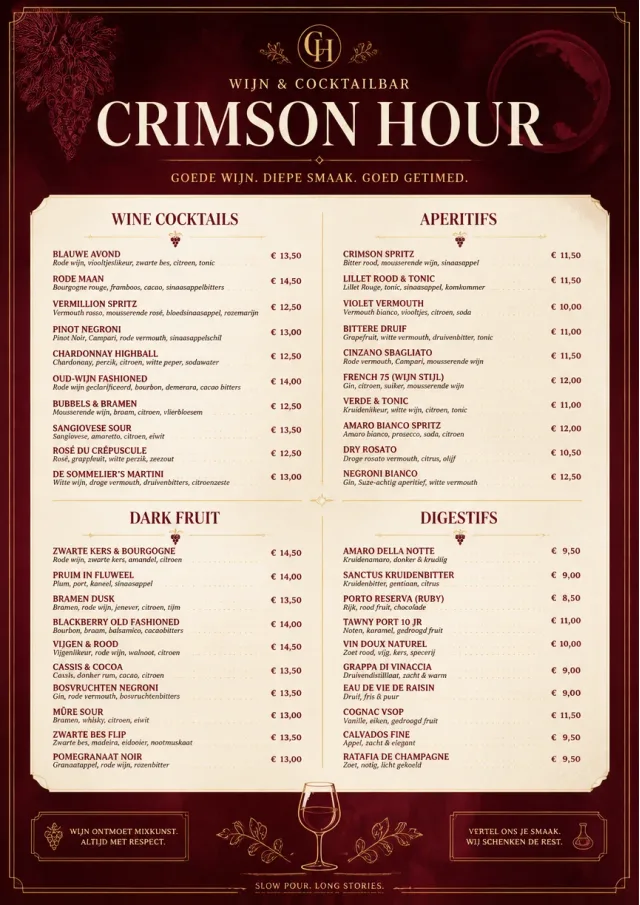 Burgundy Wine cocktail-menu menu template preview