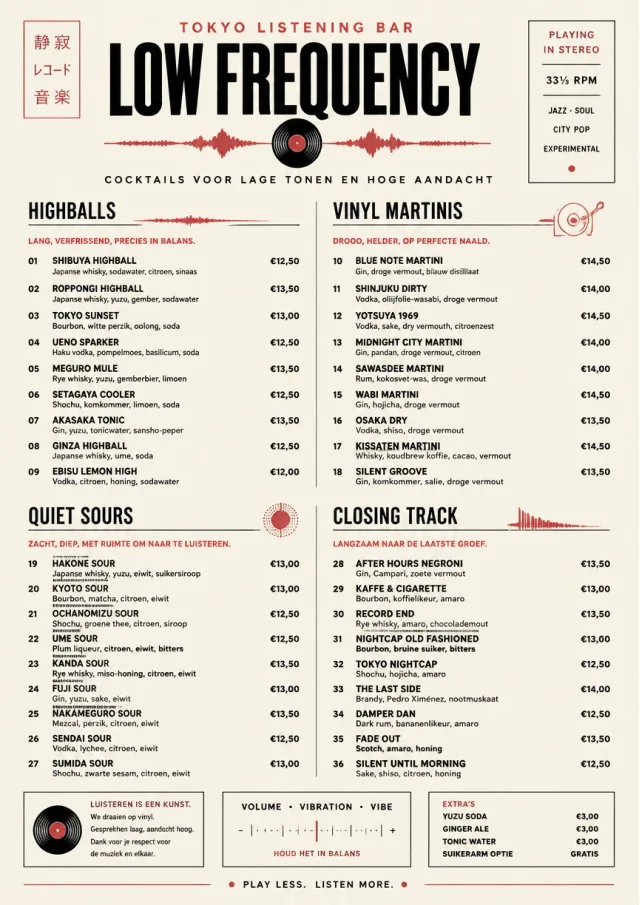 Tokyo Listening Bar cocktail-menu menu template preview
