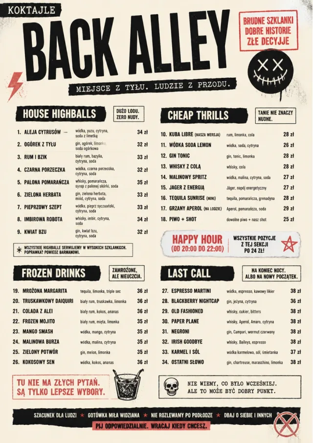 Urban Dive Bar cocktail-menu menu template preview