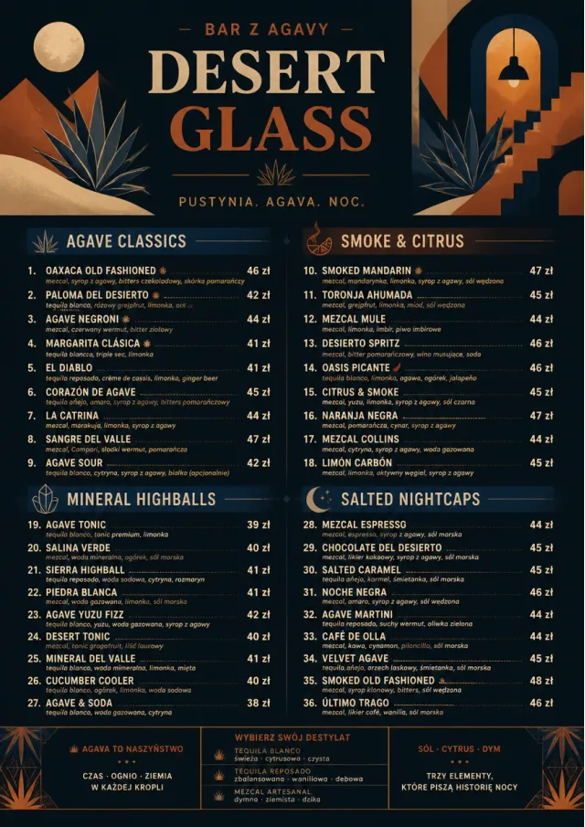 Desert Agave cocktail-menu menu template preview