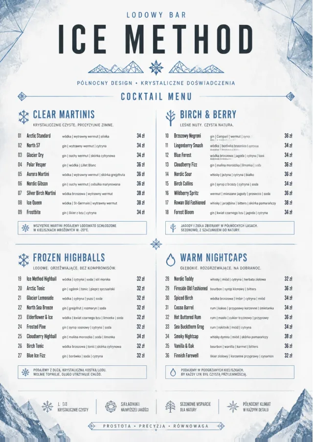 Nordic Ice Bar cocktail-menu menu template preview
