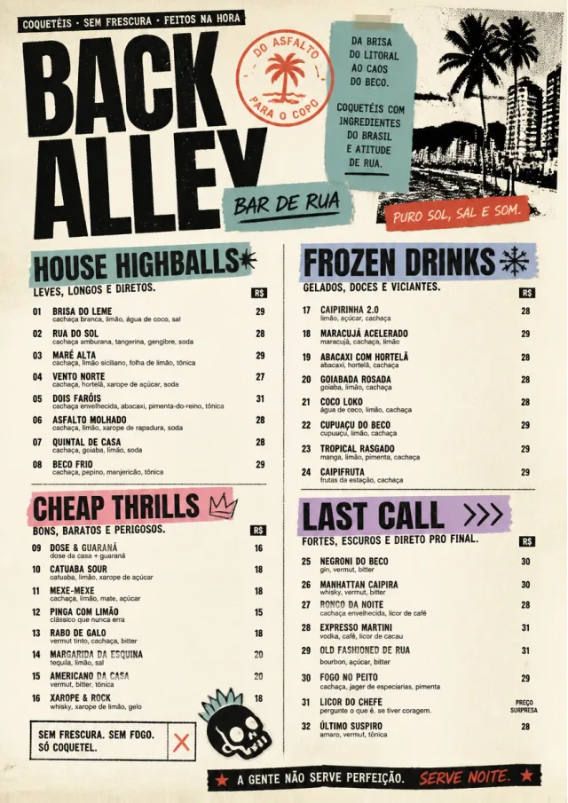 Urban Dive Bar cocktail-menu menu template preview