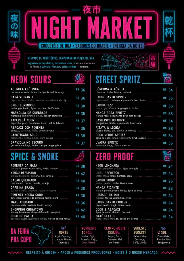 Neon Night Market cocktail-menu menu template preview
