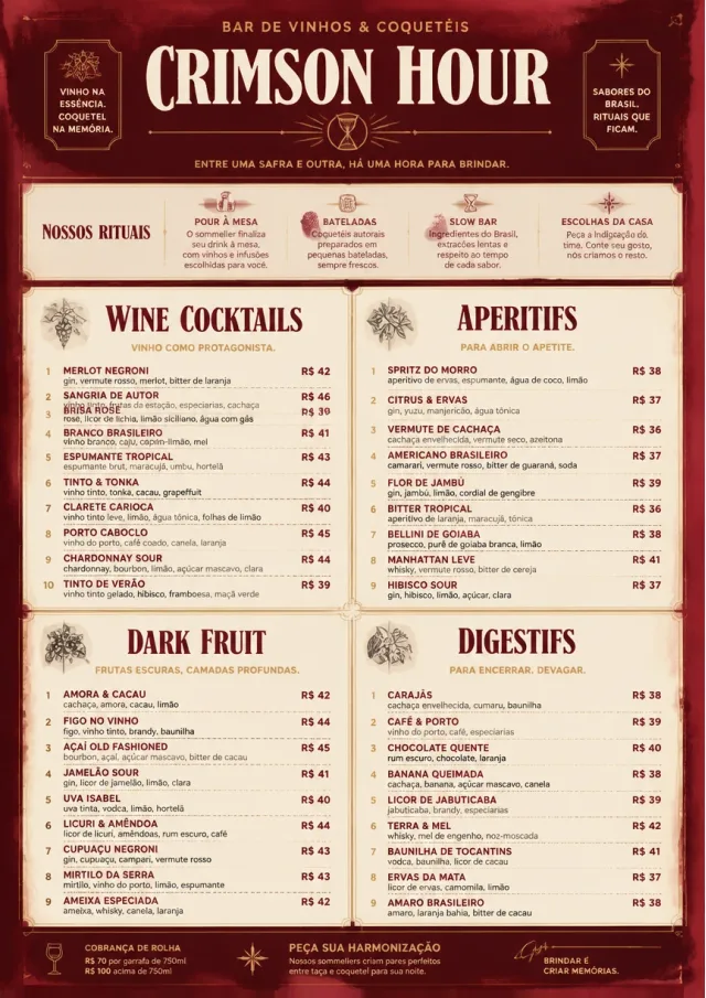 Burgundy Wine cocktail-menu menu template preview
