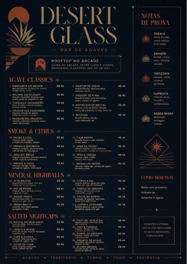 Desert Agave cocktail-menu menu template preview