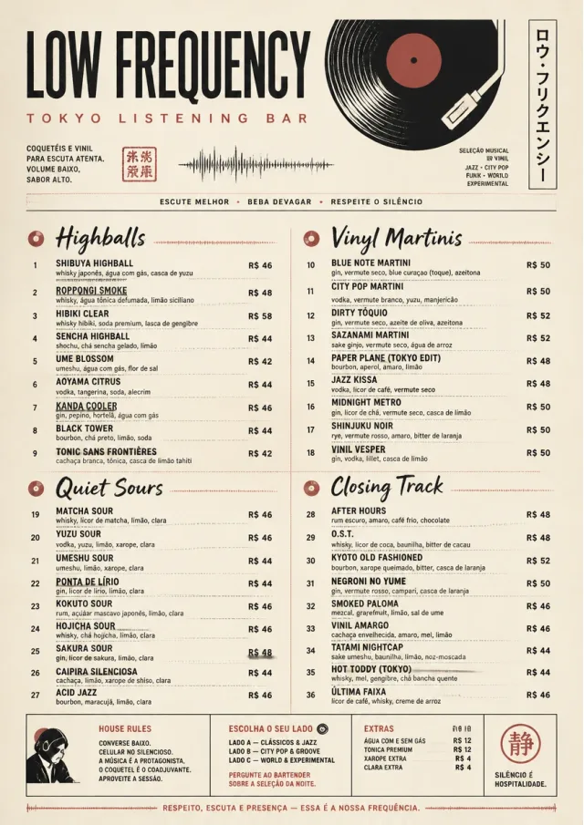 Tokyo Listening Bar cocktail-menu menu template preview