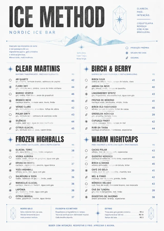 Nordic Ice Bar cocktail-menu menu template preview