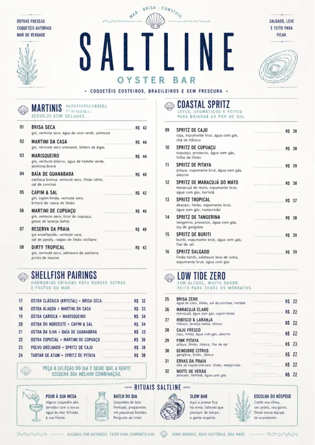 Coastal Oyster Bar cocktail-menu menu template preview