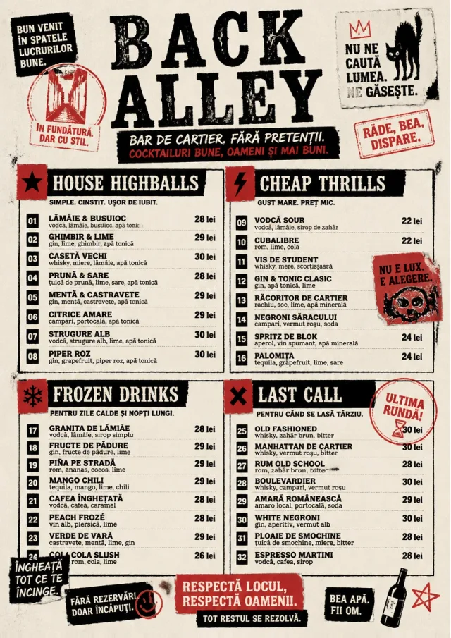 Urban Dive Bar cocktail-menu menu template preview