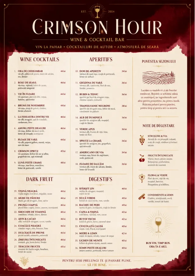 Burgundy Wine cocktail-menu menu template preview