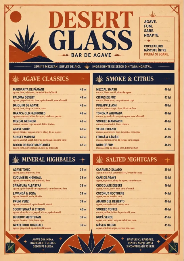 Desert Agave cocktail-menu menu template preview