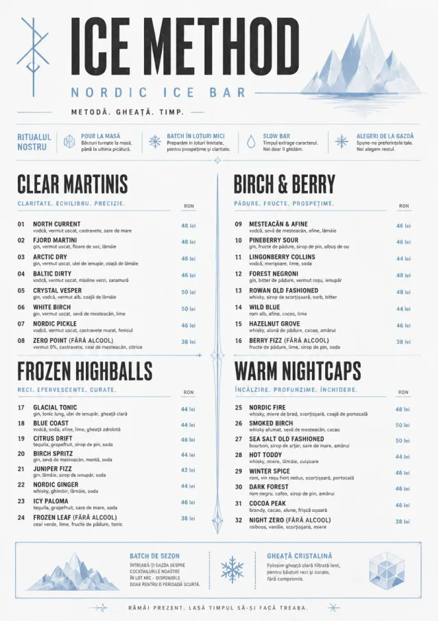 Nordic Ice Bar cocktail-menu menu template preview