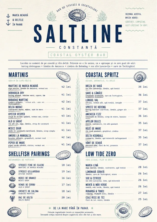 Coastal Oyster Bar cocktail-menu menu template preview
