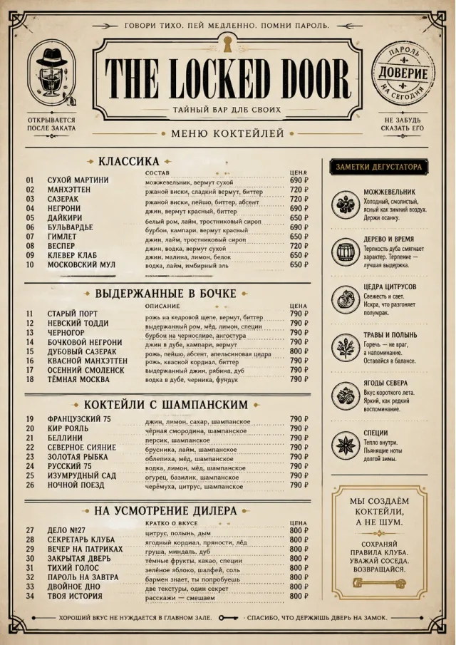 Prohibition Era cocktail-menu menu template preview