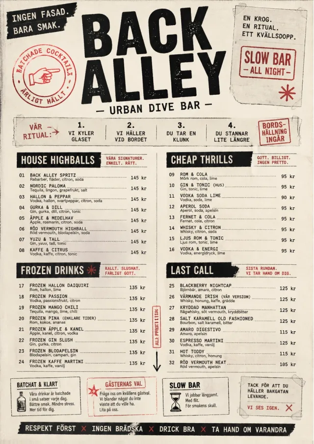 Urban Dive Bar cocktail-menu menu template preview