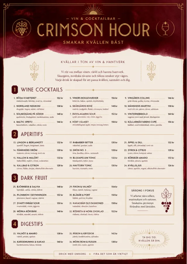 Burgundy Wine cocktail-menu menu template preview