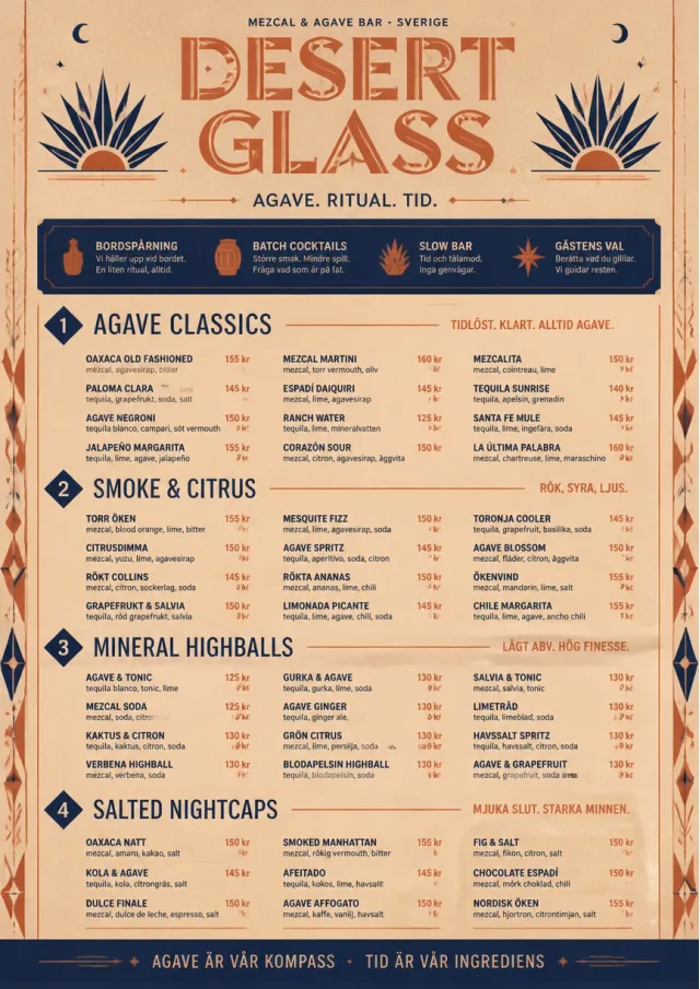 Desert Agave cocktail-menu menu template preview