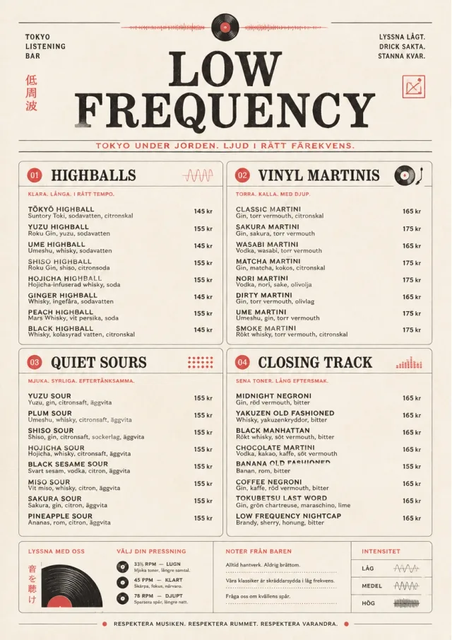 Tokyo Listening Bar cocktail-menu menu template preview