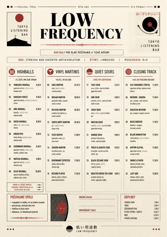 Tokyo Listening Bar cocktail-menu menu template preview