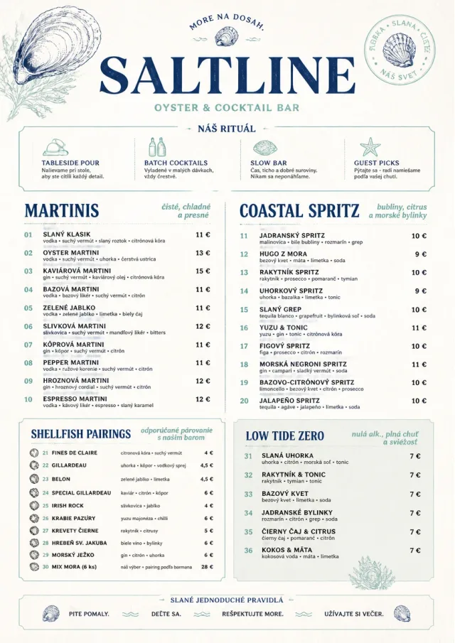 Coastal Oyster Bar cocktail-menu menu template preview