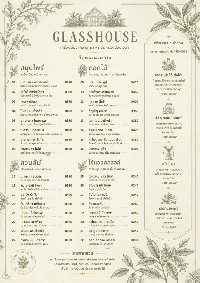 Botanical Glasshouse cocktail-menu menu template preview