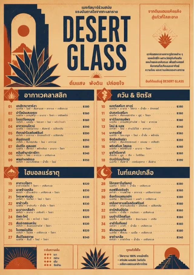 Desert Agave cocktail-menu menu template preview