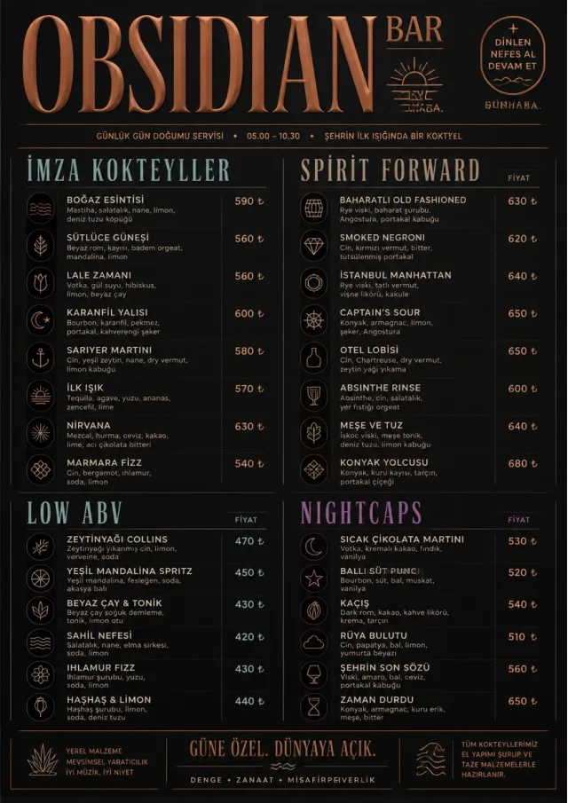 High-End Dark Mode cocktail-menu menu template preview