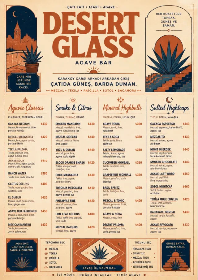 Desert Agave cocktail-menu menu template preview
