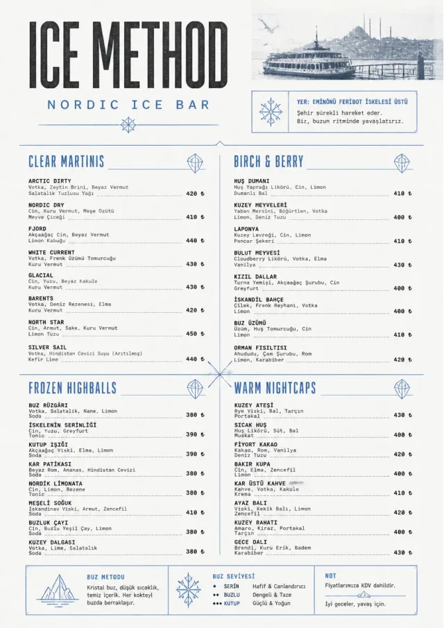 Nordic Ice Bar cocktail-menu menu template preview