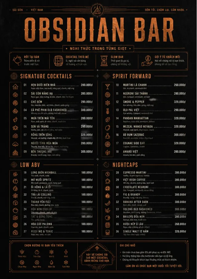 High-End Dark Mode cocktail-menu menu template preview