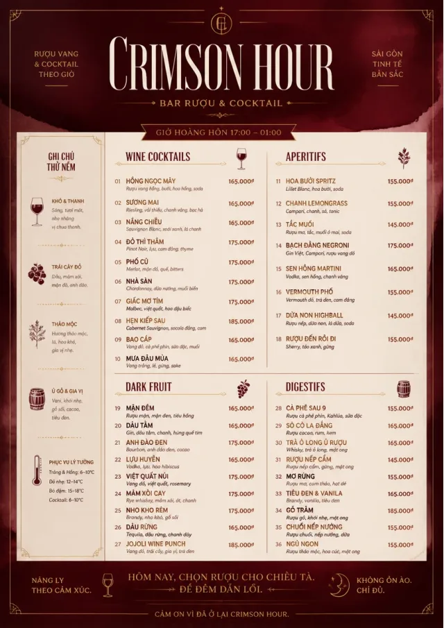 Burgundy Wine cocktail-menu menu template preview