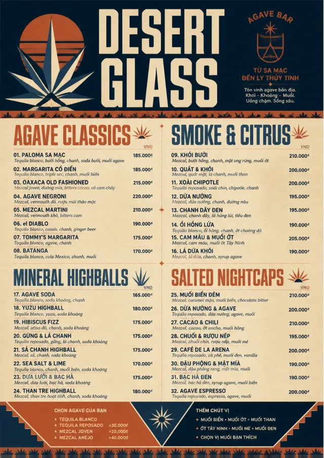 Desert Agave cocktail-menu menu template preview