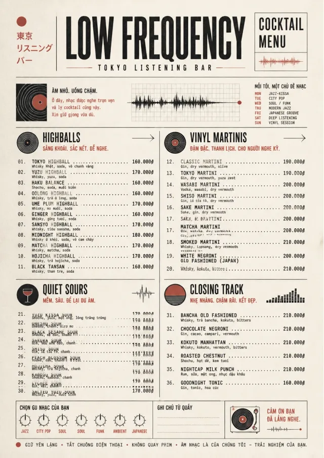 Tokyo Listening Bar cocktail-menu menu template preview
