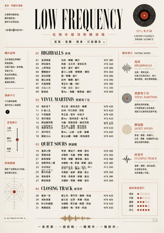 Tokyo Listening Bar cocktail-menu menu template preview