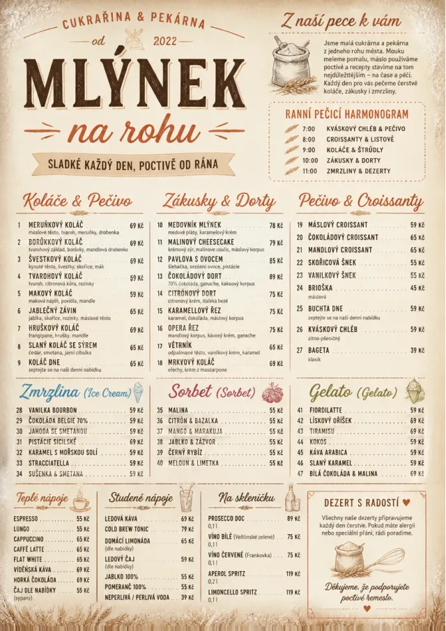 Bakery Rustic dessert-menu menu template preview